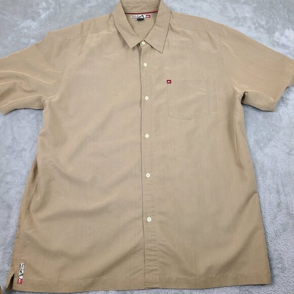 Quiksilver Shirt Mens X-Large Brown Polyester Blend‎ Button Down Chest Pocket - Picture 1 of 9
